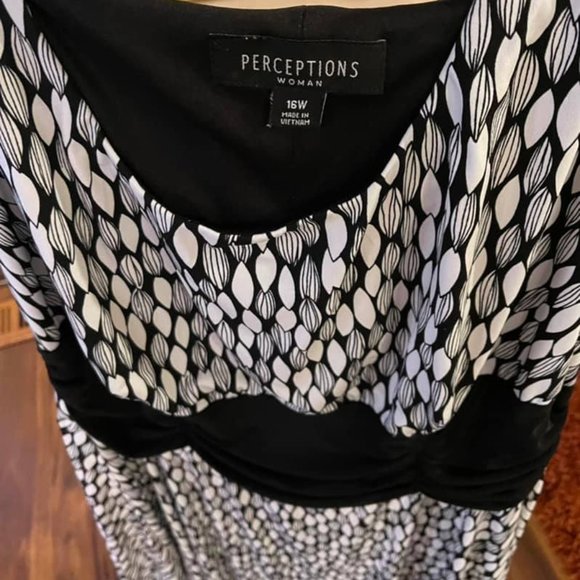 Women's Dress sz. 16W~ Perceptions Black White Sleeveless Stretch Midi Dress .. - Picture 5 of 6